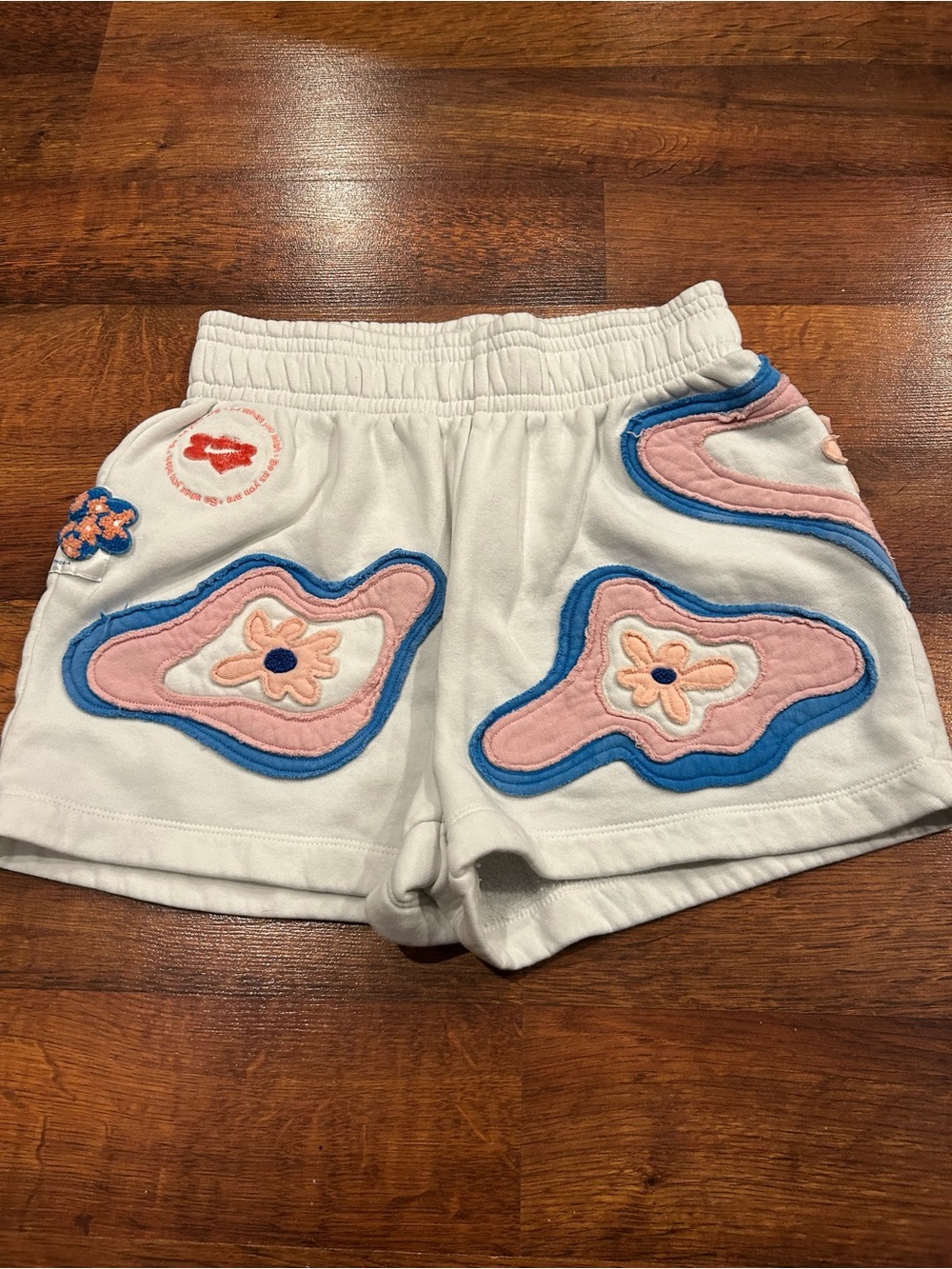 Nike Sportswear Project Uphoria Fleece Shorts Small Patched Flower White Pink